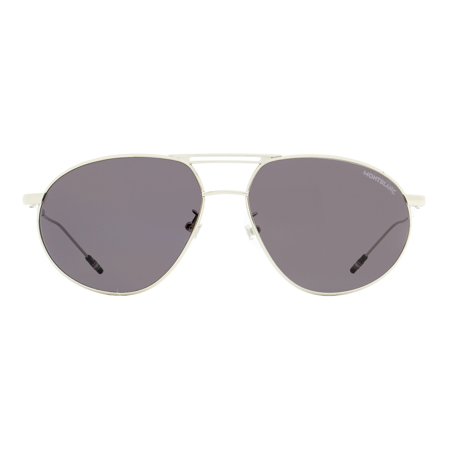 Montblanc // Men's Aviator MB0110S 001 Sunglasses // Silver + Gray ...