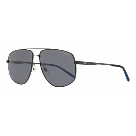 Montblanc // Men's Navigator MB0102S 001 Sunglasses // Matte Black-Blue + Gray
