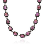 Bavna Sterling Silver Diamond + Pink Sapphire Necklace // 14" // Pre-Owned