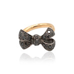 Pomellato // Forever 18K Rose Gold + Burnished White Gold Black Diamond Bow Ring // Ring Size: 7.25 // Pre-Owned