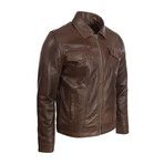 Ian Leather Jacket // Brown (S)