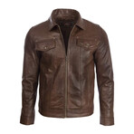 Ian Leather Jacket // Brown (3XL)