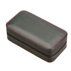 Watch Travel Case // Black + Red Stitching (2 Watch)