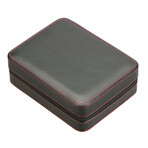 Watch Travel Case // Black + Red Stitching (2 Watch)