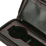 Watch Travel Case // Black + Red Stitching (2 Watch)