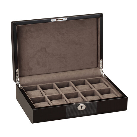 10 Watch Storage Case // Black + Carbon Fiber