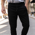 Pique Fabric Tracksuit Bottoms // Black (S)