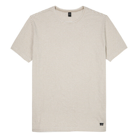 WOODS Striped T-Shirt // Sand + White Stripe (S)