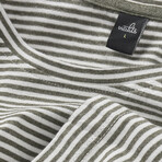 WOODS Striped T-Shirt // Army + White Stripe (2XL)