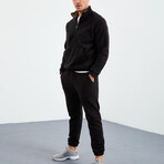 Men's Half-Zip Pullover + Jogger Polar Fleece Tracksuit Set // Black (S)