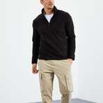 Men's Half-Zip Polar Fleece Pullover Sweatshirt // Black (S)