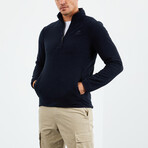 Men's Half-Zip Polar Fleece Pullover Sweatshirt // Navy Blue (S)