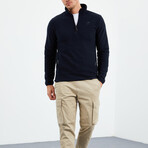 Men's Half-Zip Polar Fleece Pullover Sweatshirt // Navy Blue (S)