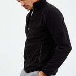Men's Zip-Up Collared Polar Fleece Jacket // Black // 2X-Large