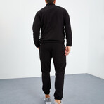 Men's Half-Zip Pullover + Jogger Polar Fleece Tracksuit Set // Black (S)