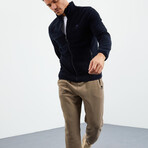 Men's Zip-Up Collared Polar Fleece Jacket // Navy Blue (S)