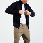 Men's Zip-Up Collared Polar Fleece Jacket // Navy Blue (S)