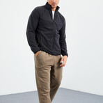 Men's Zip-Up Collared Polar Fleece Jacket // Anthracite (S)