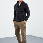 Men's Zip-Up Collared Polar Fleece Jacket // Anthracite (S)
