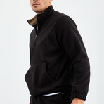 Men's Half-Zip Pullover + Jogger Polar Fleece Tracksuit Set // Black (S)