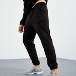 Men's Half-Zip Pullover + Jogger Polar Fleece Tracksuit Set // Black (S)