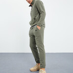 Men's Half-Zip Pullover + Jogger Polar Fleece Tracksuit Set // Sage (S)