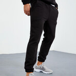Men's Half-Zip Pullover + Jogger Polar Fleece Tracksuit Set // Black (S)