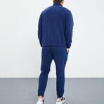 Men's Half-Zip Pullover + Jogger Polar Fleece Tracksuit Set // Indigo (S)