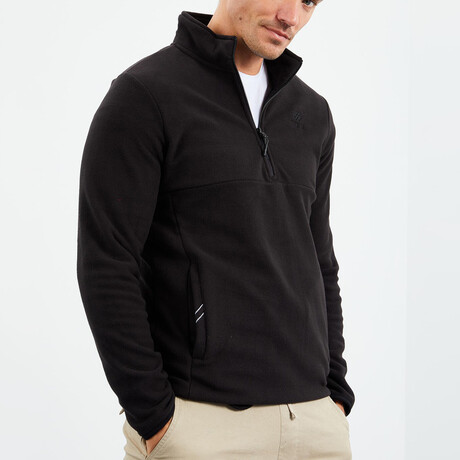 Men's Half-Zip Polar Fleece Pullover Sweatshirt // Black (S)