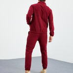 Men's Half-Zip Pullover + Jogger Polar Fleece Tracksuit Set // Burgundy (M)