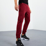 Men's Hidden Zipper Polar Fleece Joggers // Burgundy (S)