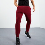 Men's Hidden Zipper Polar Fleece Joggers // Burgundy (S)
