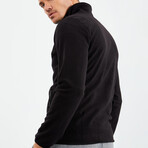 Men's Zip-Up Collared Polar Fleece Jacket // Black // 2X-Large