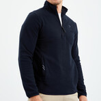 Men's Half-Zip Polar Fleece Pullover Sweatshirt // Navy Blue (S)