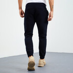 Men's Hidden Zipper Polar Fleece Joggers // Navy Blue (S)