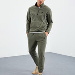 Men's Half-Zip Pullover + Jogger Polar Fleece Tracksuit Set // Sage (S)