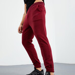 Men's Hidden Zipper Polar Fleece Joggers // Burgundy (S)