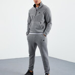 Men's Half-Zip Pullover + Jogger Polar Fleece Tracksuit Set // Gray Melange (S)