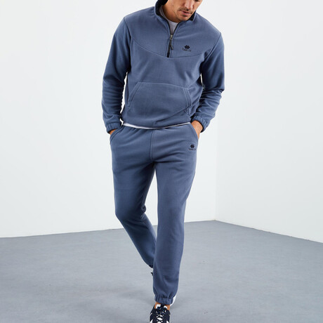 Men's Half-Zip Pullover + Jogger Polar Fleece Tracksuit Set // Petrol (S)