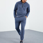 Men's Half-Zip Pullover + Jogger Polar Fleece Tracksuit Set // Petrol (S)