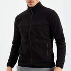 Men's Zip-Up Collared Polar Fleece Jacket // Black // 2X-Large