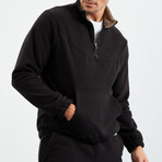 Men's Half-Zip Pullover + Jogger Polar Fleece Tracksuit Set // Black (S)
