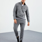 Men's Half-Zip Pullover + Jogger Polar Fleece Tracksuit Set // Gray Melange (S)