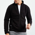 Men's Zip-Up Collared Polar Fleece Jacket // Black // 2X-Large