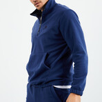 Men's Half-Zip Pullover + Jogger Polar Fleece Tracksuit Set // Indigo (S)
