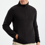 Men's Half-Zip Polar Fleece Pullover Sweatshirt // Black (S)