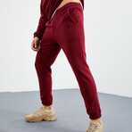 Men's Half-Zip Pullover + Jogger Polar Fleece Tracksuit Set // Burgundy (M)