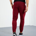 Men's Hidden Zipper Polar Fleece Joggers // Burgundy (S)