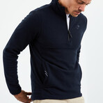 Men's Half-Zip Polar Fleece Pullover Sweatshirt // Navy Blue (S)
