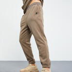 Men's Half-Zip Pullover + Jogger Polar Fleece Tracksuit Set // Camel (XL)